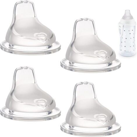Compatible con las ventosas de silicona NUK para vasos deportivos (a prueba de fugas), fáciles de limpiar, transparentes (paquete de 4).