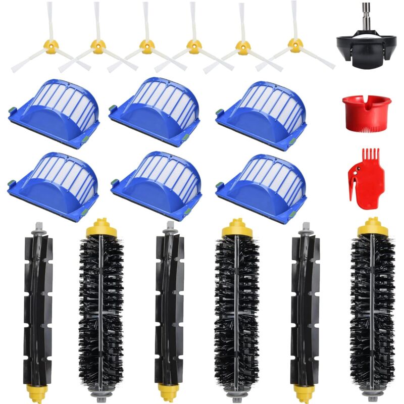 Compatible pour iRobot Roomba 600 série 697 698 671 690 614 615 621 650 651 660 Brosses à Rouleau Filtre Brosses Latérales Roue Pièce détachée