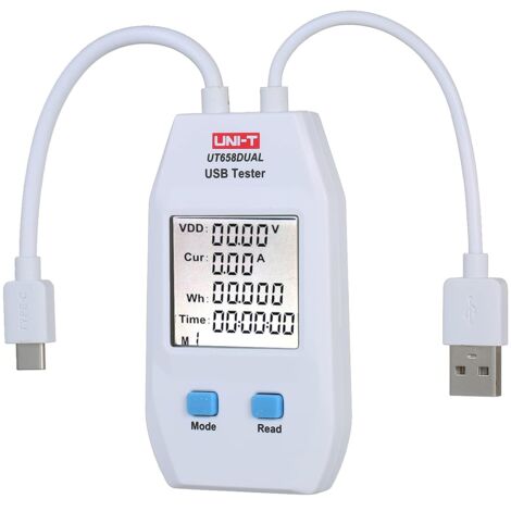 （compatible）LCD USB Power Tester USB Tester Detector Voltmeter Ammeter Digital Power Capacity Tester (UT658-Dual)