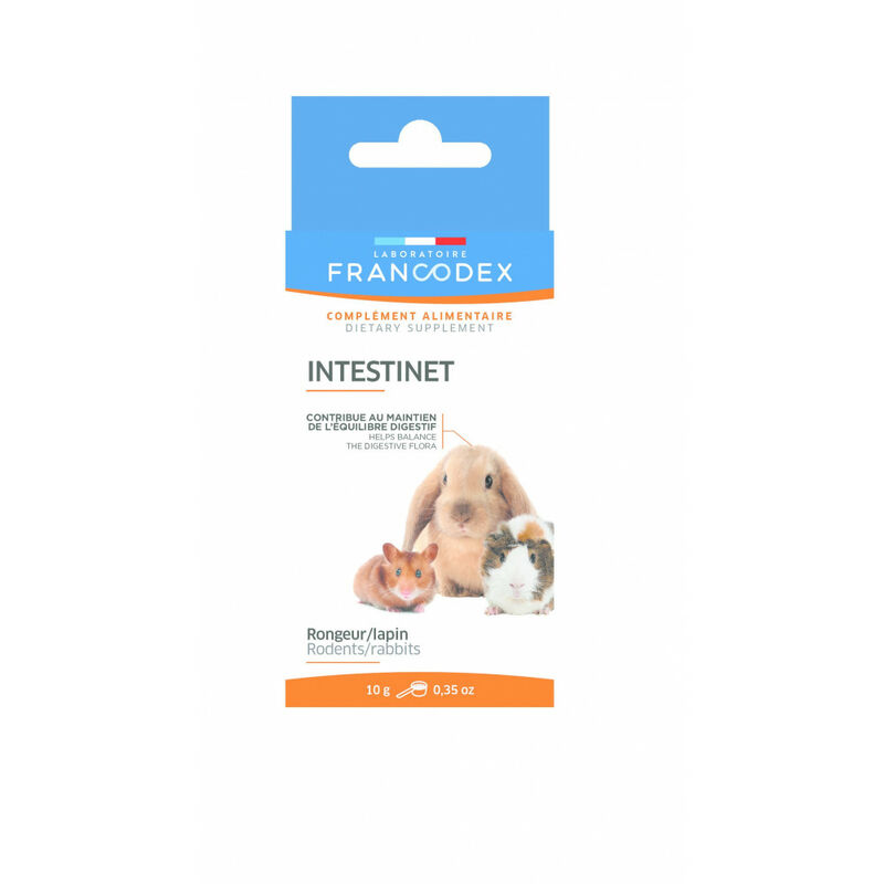 

Complemento alimenticio Intestinet 10 g para roedores y conejos.