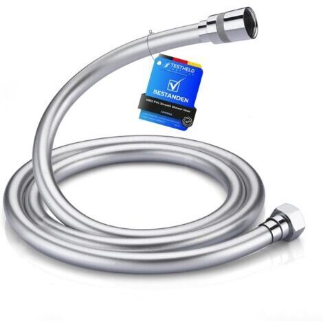 COMPLENTO-G852 Flexible de Douche Universel (G1/2 pouces, 1.5M), Tuyau de Douche Anti-Torsion et Anti-Pliure, PVC/Blanc