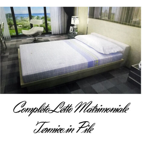 Complet En Lenzuolo Sopra Pib Et Sotto 2 Copricuscino Blu In Righe