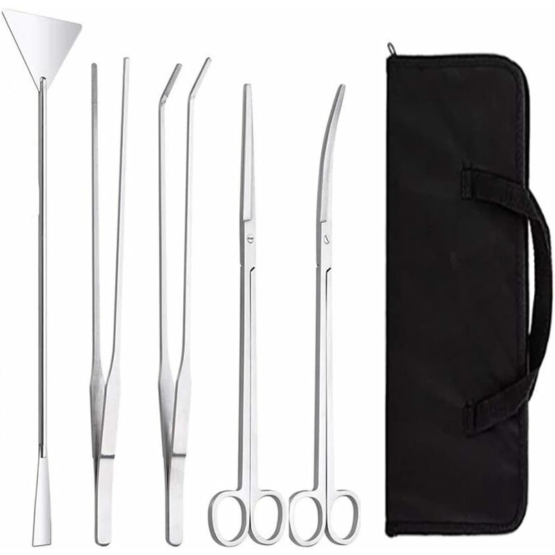 complet pour aquarium, terrarium, accessoires d'aquarium, kit d'outils pour nettoyage d'aquarium, pince à plantes, sécateur et spatule de gravier,