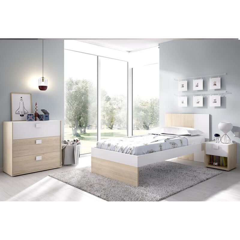 

Completa habitacion Juvenil cama con mesita y cómoda ENVIO GRATIS somier incluido