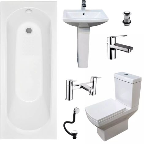 Complete Bathroom Suite Imelda 1675mm Bath Amara Square Toilet Basin Xtreme Taps