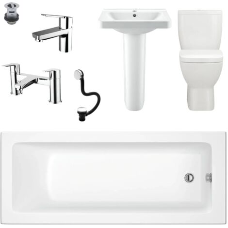 Complete Bathroom Suite Steph 1800mm Bath Vercelli Toilet Basin Inc Xtreme Taps