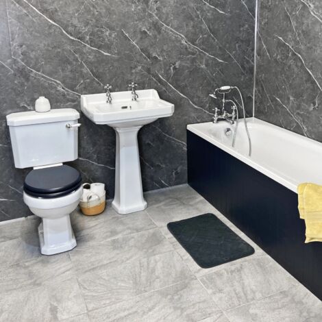 Complete Bathroom Suite Traditional with Indigo Blue Bath Panel Carlton Imelda, Without End Panel