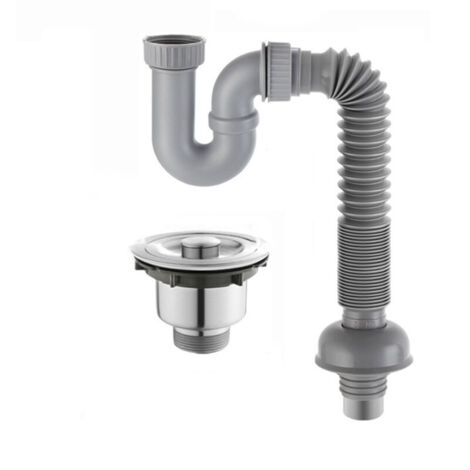 Complete stainless steel sink drain assembly, connecting pipe, drain pipe diameter 110 mm