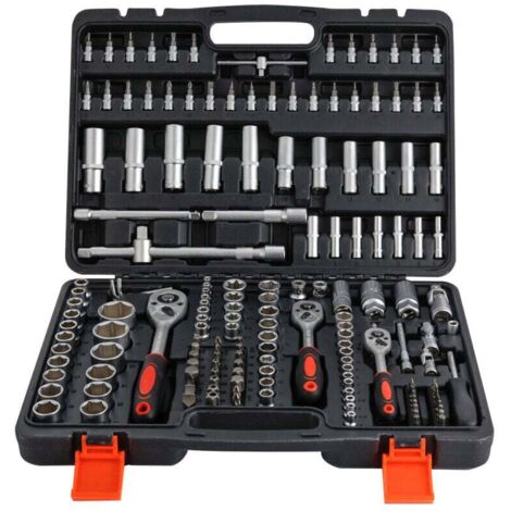 Complete Toolbox with 1/4", 3/8" and 1/2" Socket and Accessory Set - Mechanics Tools from Our Ultimate Range with Ratchet Wrench - 172 Pieces MUMU