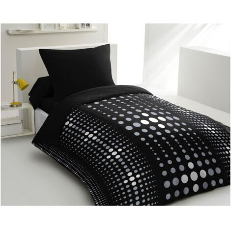 Completo copripiumino in microfibra Steevy - 1 copripiumino 140x200 cm + 1 federa 63x63 cm - Nero - HOME LINGE PASSION