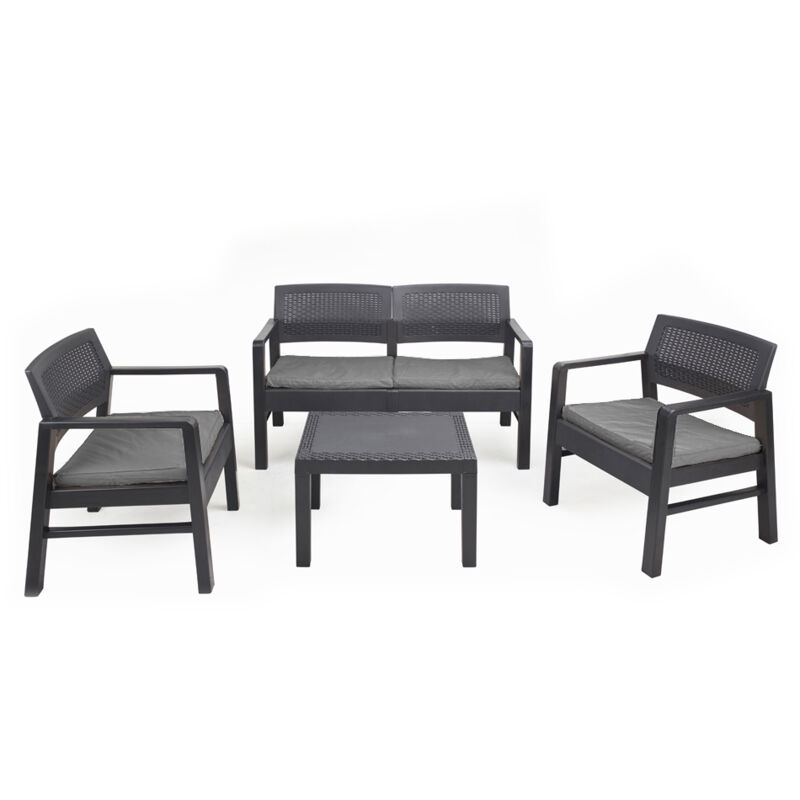 Ipae Progarden Set Moreea Da Giardino Effetto Rattan In Colore Antr...