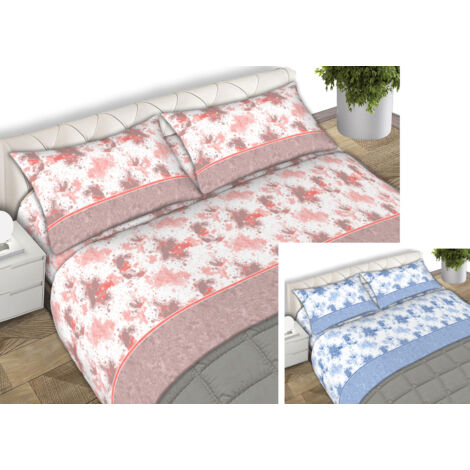 Completo Lenzuola 100% Cotone Made Italy Disegno Stain C.N, misuraSingolocoloreRosa