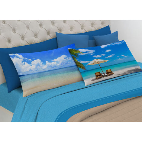 Completo Lenzuola In 100% Cotone Linea Digitale Spin-Off Disegno Orizzonte