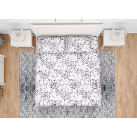 Completo Lenzuola In 100% Cotone Made Italy Disegno Floreale Acquarello, misuraSingolocoloreAcquarello
