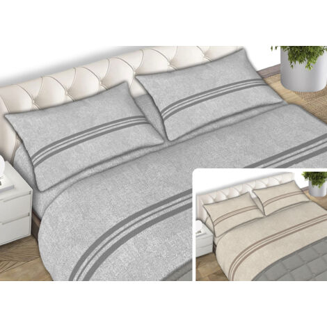 Completo Lenzuola In Morbida Flanella Made Italy Disegno Easy C.N, misura1 Piazza E MezzacoloreGrigio
