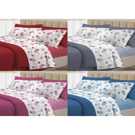 Completo Lenzuola Letto 100% Cotone Made Italy 3027 Disegno Sanderson, misuraSingolocoloreGrigio