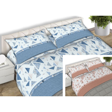 Completo Lenzuola Letto 100% Cotone Made Italy Disegno Mosaico CN, misuraSingolocoloreRuggine