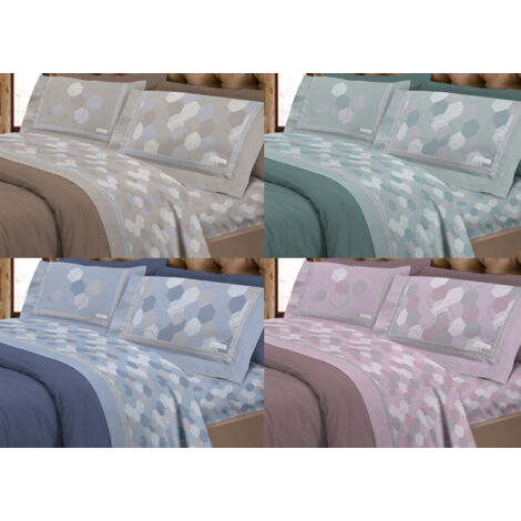 Completo Lenzuola Letto Calda Flanella 100% Cotone Disegno Bologna, misuraSingolocoloreVerde