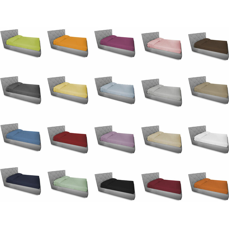 Completo Lenzuola Made In Italy In Puro Cotone Tinta Unita Varie Co...