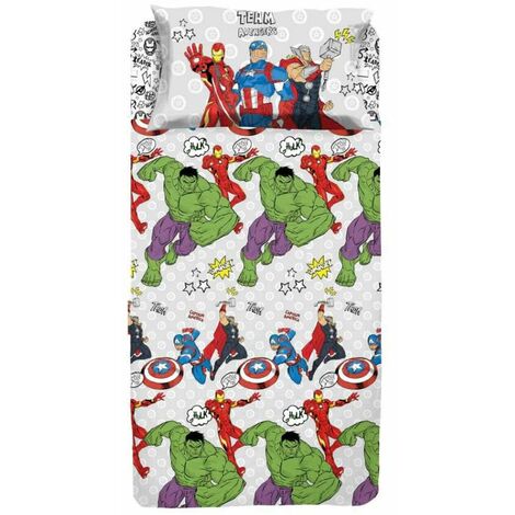 Completo lenzuola per letto singolo Avengers Team