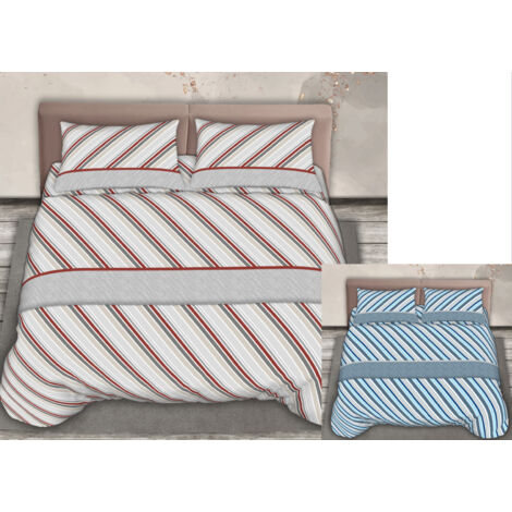 Completo Lenzuola Stiro Facile 100% Cotone Made Italy Effetto Seta Disegno Cross, misuraMatrimonialecoloreGrigio