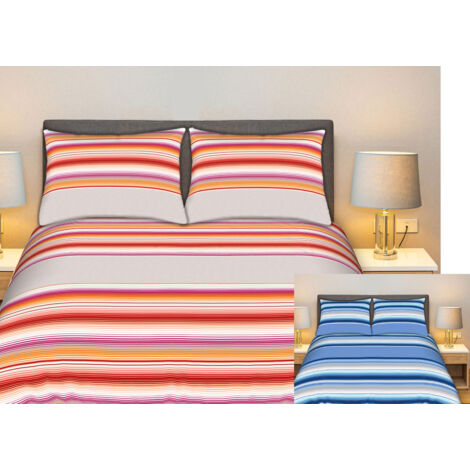 Completo Lenzuola Stiro Facile 100% Cotone Made Italy Effetto Seta Striped, misuraMatrimonialecoloreGrigio