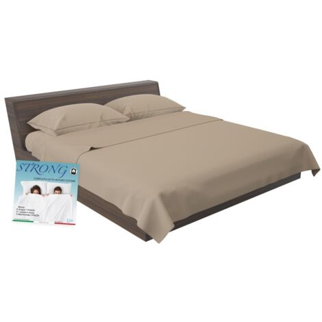COMPLETO lenzuolo STRONG LENZUOLA tinta unita NOCCIOLA puro COTONE Made in Italy Una Piazza