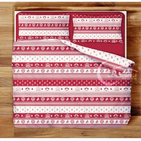 COMPLETO lenzuolo TIROLESE dis. TIROLO in puro cotone Made in Italy