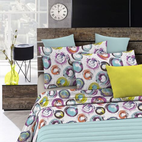 Completo Letto Fantasy Italian Bed Linen, Matrimoniale Cerchi Astratti