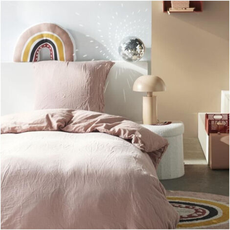 Completo letto - TODAY - 123332 - 1 persona - 140x200 cm - Garza di cotone unito - Rosa sabbia
