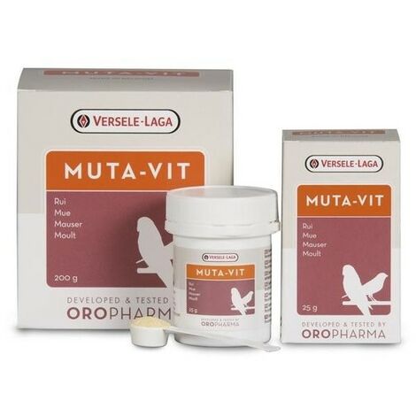 complexe vitaminique MUTA VIT VERSELE LAGA indiqué pour la mue des oiseaux, poudre 200 gr.
