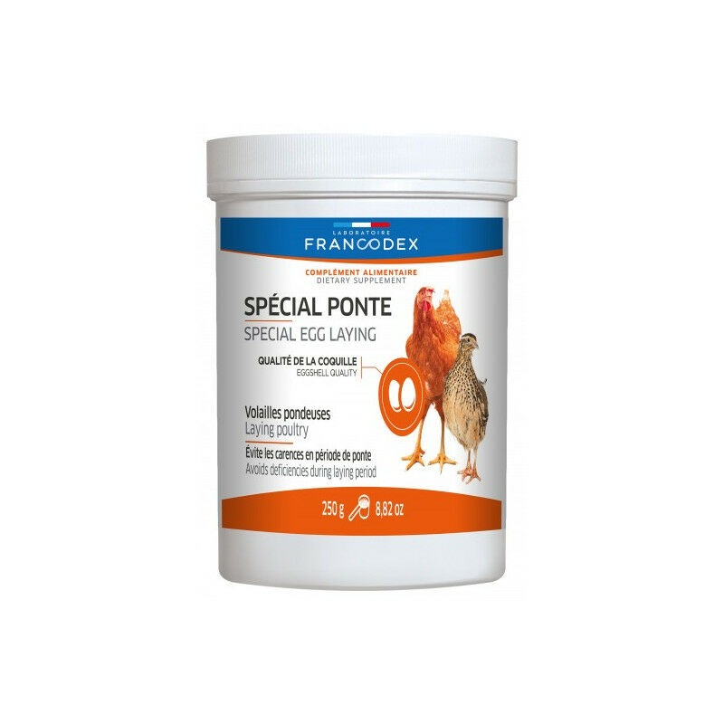 complément alimentaire spécial ponte, pot de 250G pour volaille. - Francodex