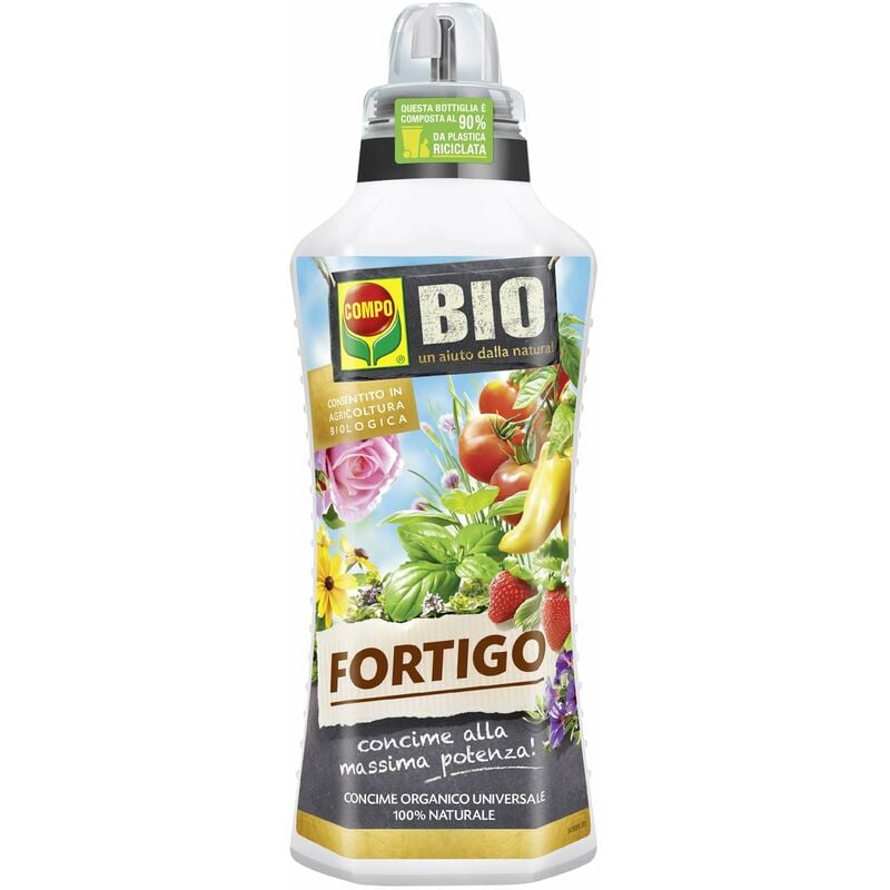 Bio fortigo Concime Organico Universale, Liquido, Per Orto e Giardino, Consentito in agricoltura biologica, 1 l - Compo