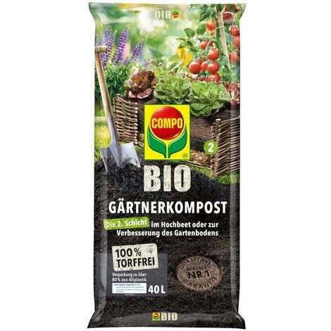 COMPO® BIO Gärtnerkompost torffrei 40 L Blumenkompost Garten Gemüsekompost