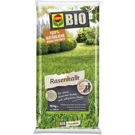COMPO BIO Rasenkalk, Zur Erhöhung des pH-Werts saurer Böden, für 200 m2, Feingranulat, 10 kg