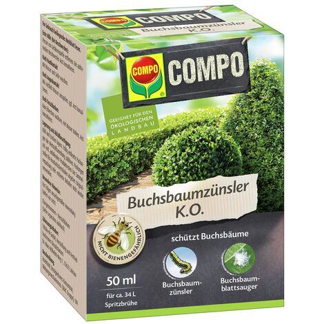 COMPO Buchsbaumzünsler K.O., Insektizid, Bekämpfung von Schädlingen an Buchsbäumen, effektiv Blattläuse bekämpfen, 50 ml