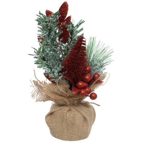 Compo de Noël Sapin déco et paillettes H 24 cm - Feeric Christmas