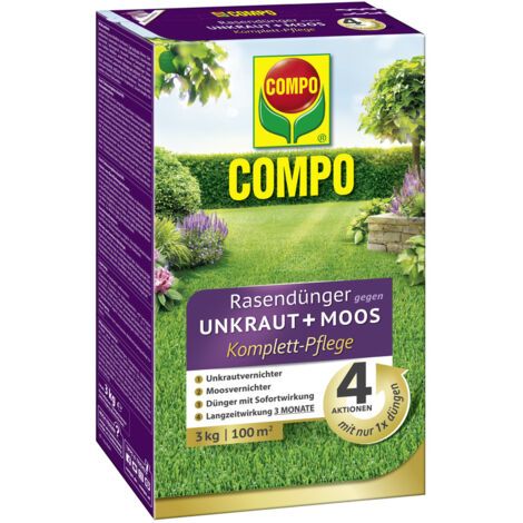 COMPO FLORANID Rasendünger gegen Unkraut+Moos Komplett-Pflege 3kg für 100m²