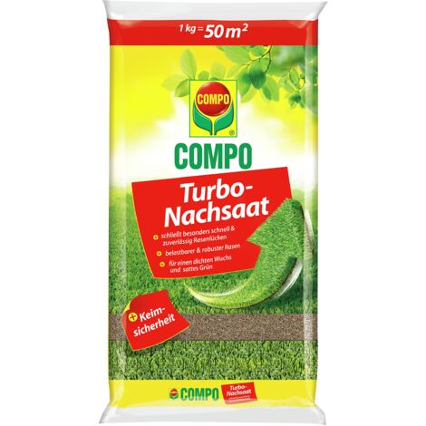COMPO Turbo, semi di prato, chiude in modo rapido e affidabile gli spazi vuoti nel prato, con sicurezza germinale, 1 kg, 50 m²