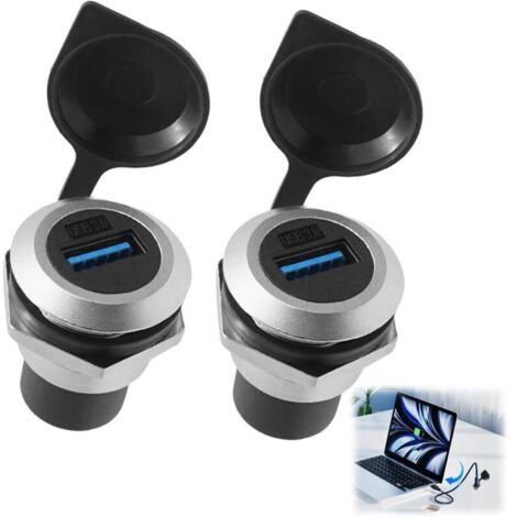Componentes para montaje en panel USB 3.0, convertidor de presión circular, adaptador de montaje roscado hembra USB 3.0 de 5 Gbps integrado, USB empotrado automático
