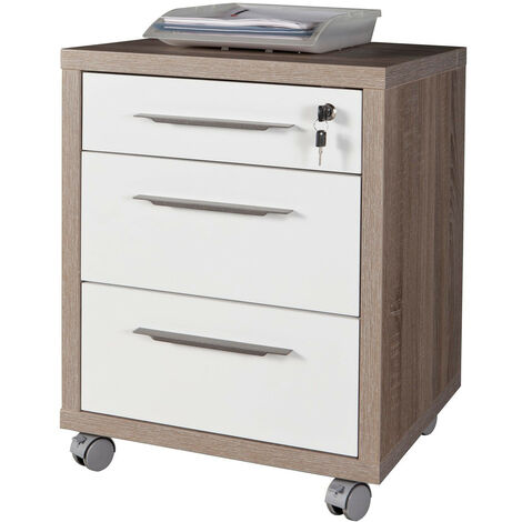 COMPOSAD Cassettiera ufficio con chiave rovere tartufo laccato bianco CT4811 L49h63p45
