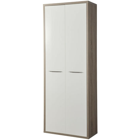 COMPOSAD Libreria alta 6vani e 2ante battenti rovere tartufo e laccato bianco LB4827