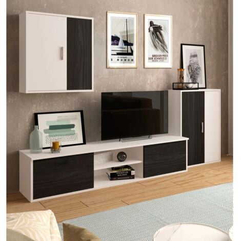 Composición de salón blanco/gris bocamina Zeta 200 cm(alto)220 cm(ancho)40 cm(largo)