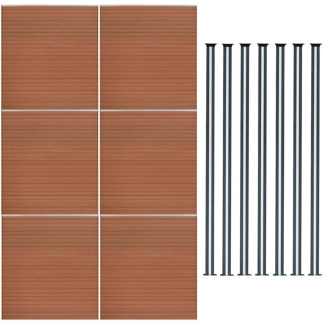 Composite Fence Panel x 6 & 7 Aluminium Posts 6ft Board Brown