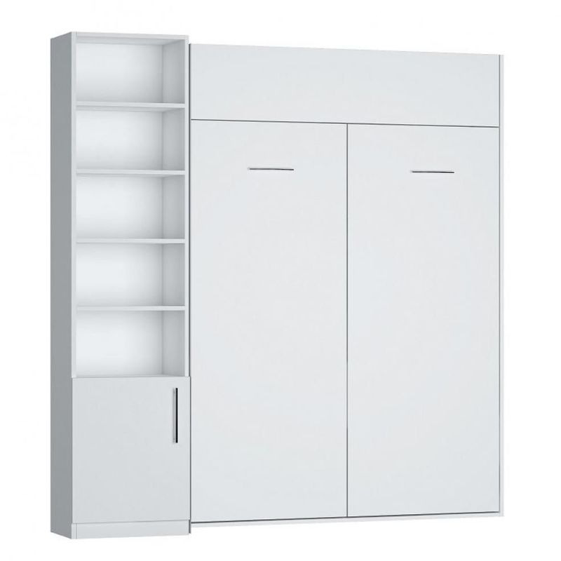 Composition armoire lit DYNAMO blanc mat Couchage 140 x 200 cm colonne bibliothèque - blanc