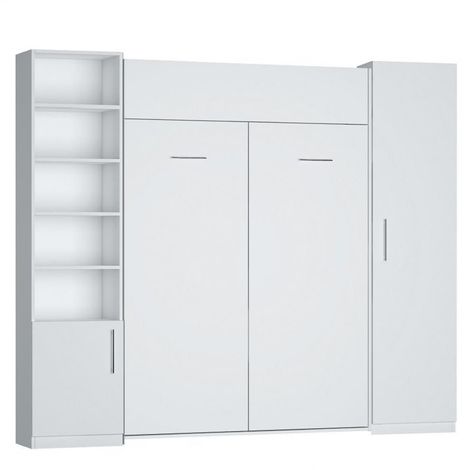 Composition armoire lit escamotable DYNAMO blanc mat Couchage 140 x 200 cm - blanc