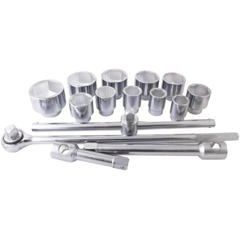 Composition cliquet+douilles 6 pans 1" 36-80mm (15 pcs) - OM 2354BL - CLAS Equipements