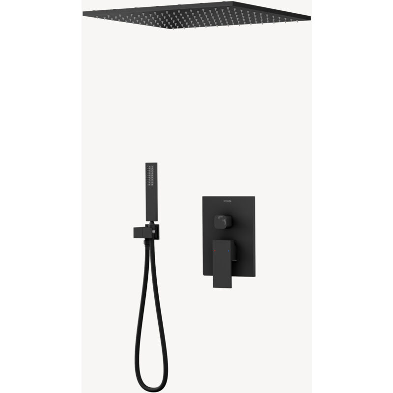 Kroos ® - Composition de douche à encastrer au plafond Noir - Sirius