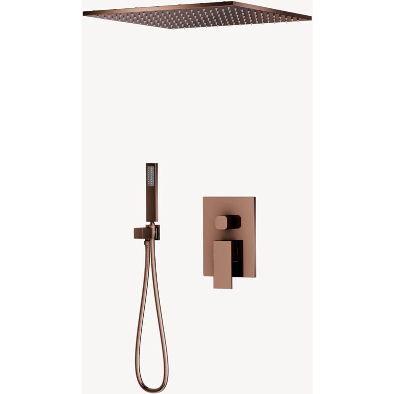 Kroos ® - Composition de douche à encastrer au plafond Or rose - Sirius