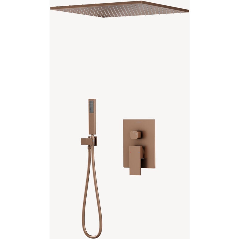 Kroos ® - Composition de douche à encastrer au plafond Or rose brossé - Sirius